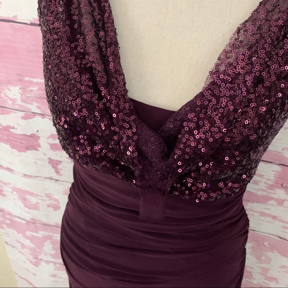 LRL LAUREN RALPH LAUREN Purple Sleeveless Sequin Evening Dress Gown size 6 Prom - Picture 6 of 7